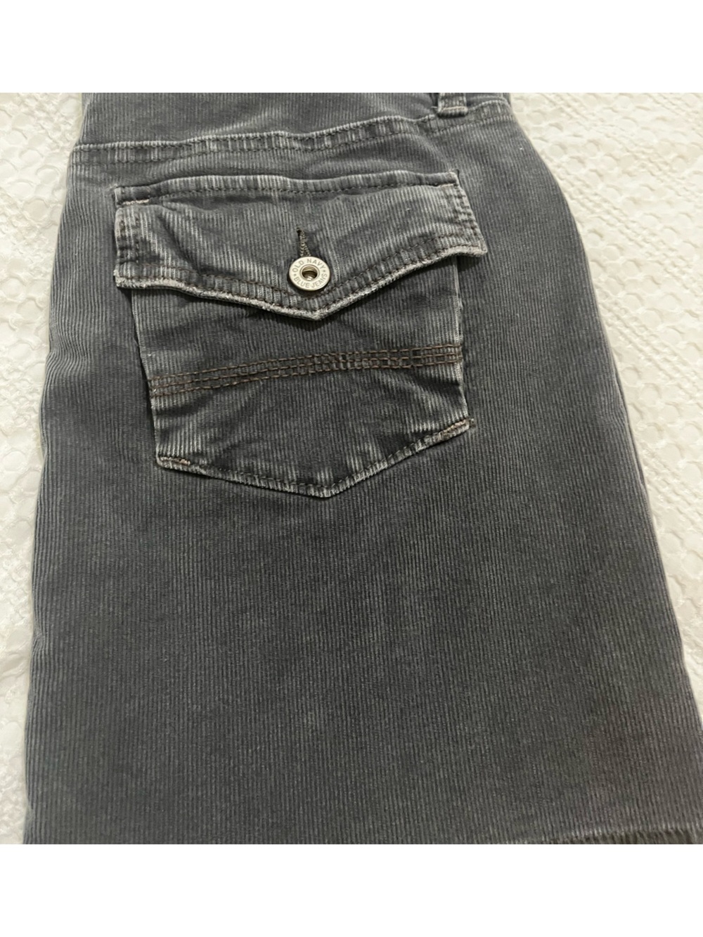 Vintage Old Navy Charcoal Grey Corduroy Mini Skirt Cargo Utility Sz 6 Stretch